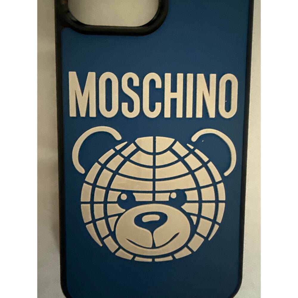 Authentic Moschino iPhone Iphone 13 Pro Max Case Navy Blue Teddy Bear Graphic - Picture 2 of 4